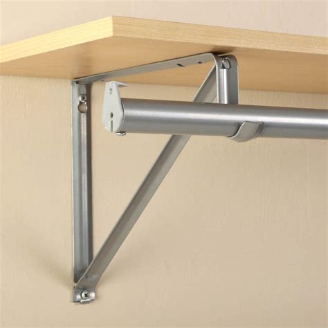 metal shelf and rod brackets|shelf bracket with rod hanger.